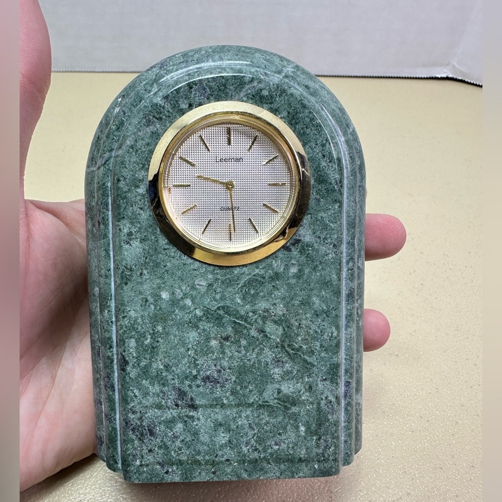 Leeman Green Marble Desk Quartz Clock